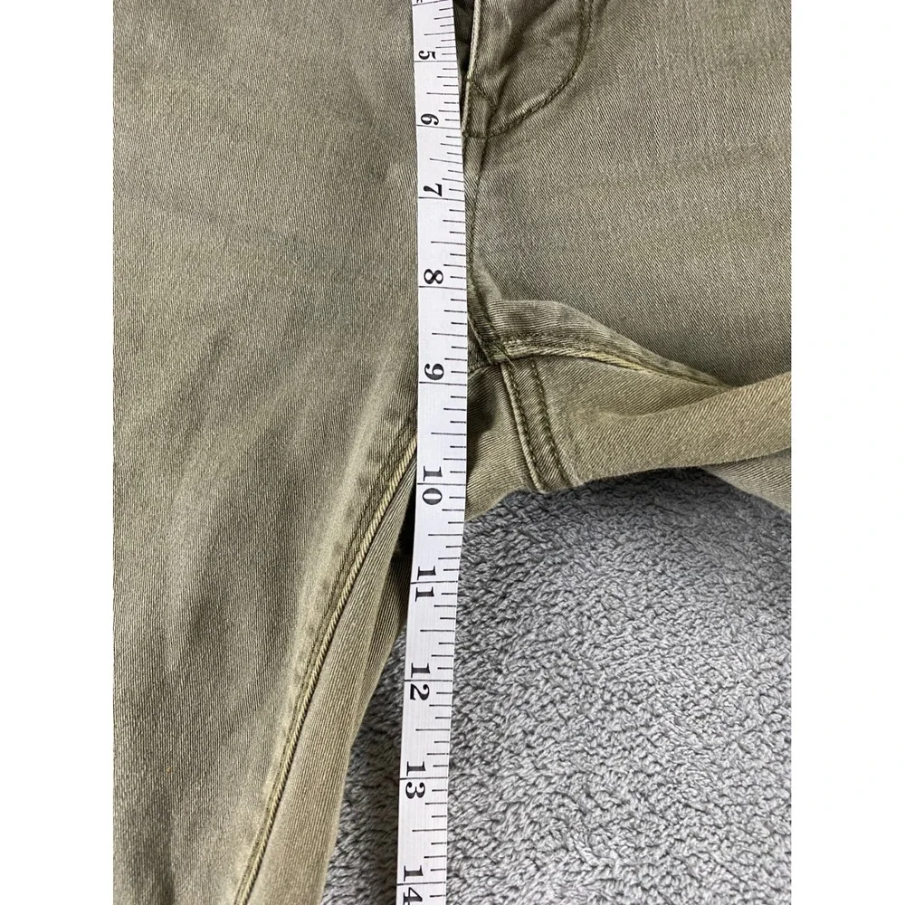 Express‎ Womens Moto Legging Mid Rise Olive Green Skinny Jeans Ribbed Knee Sz 2R